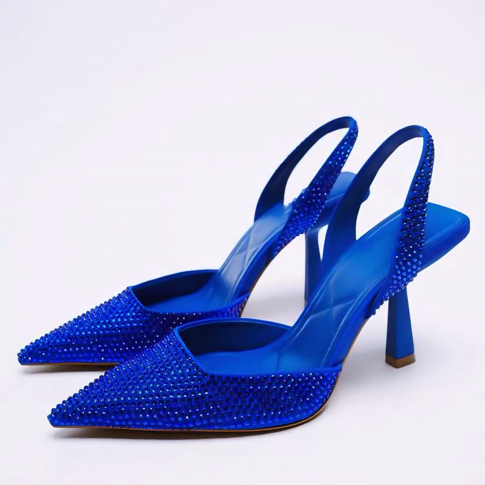Sparkling Slingback Pointed Heels – Chic Evening Pumps with Sculpted Heel