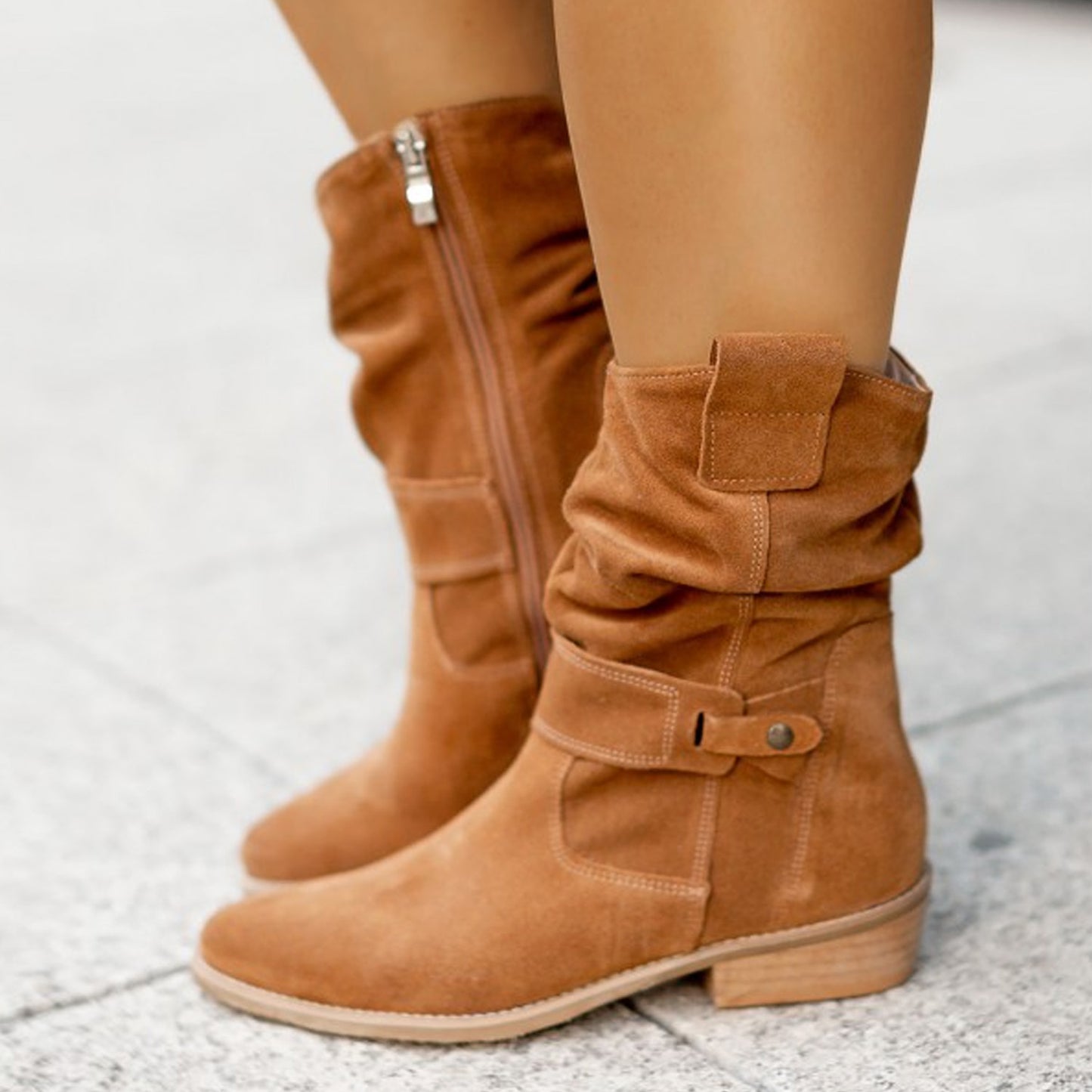 Casual Slouch Ankle Boots – Soft Footbed and Side Zip Design