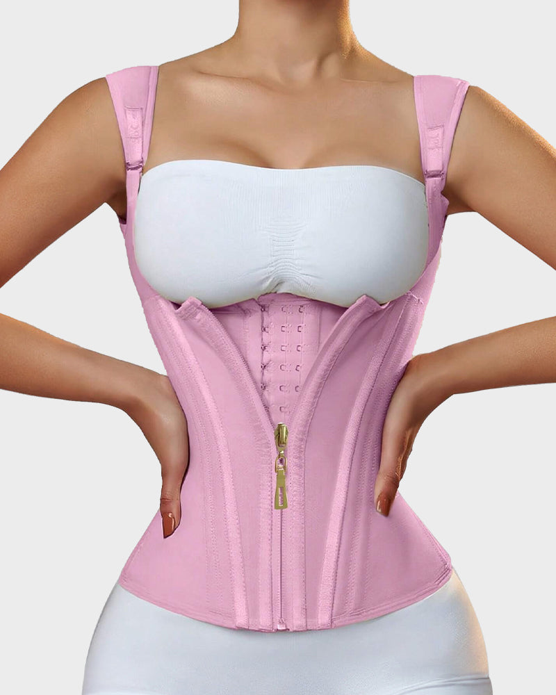 Women's Corset Vest – Double Waistband & Gold-Zip Sculpting Silhouette