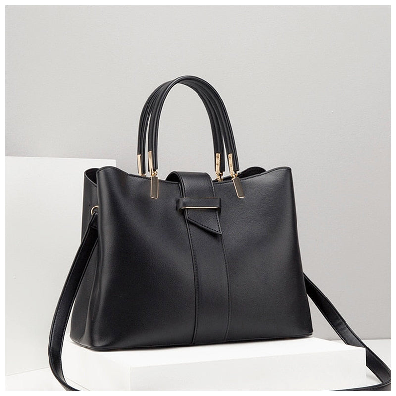 Women's Structured Tote Handbag – Top Handle & Gold-Tone Hardware Detail