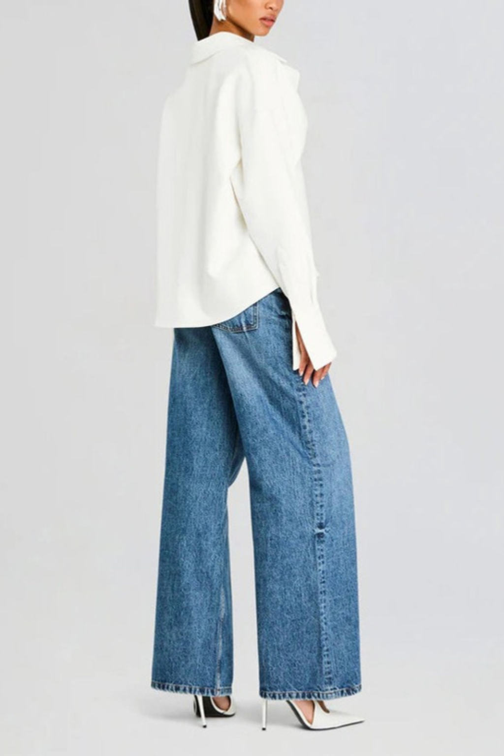 Women's Cropped Shirt – Structured Corset Waist & Flared Cuffs