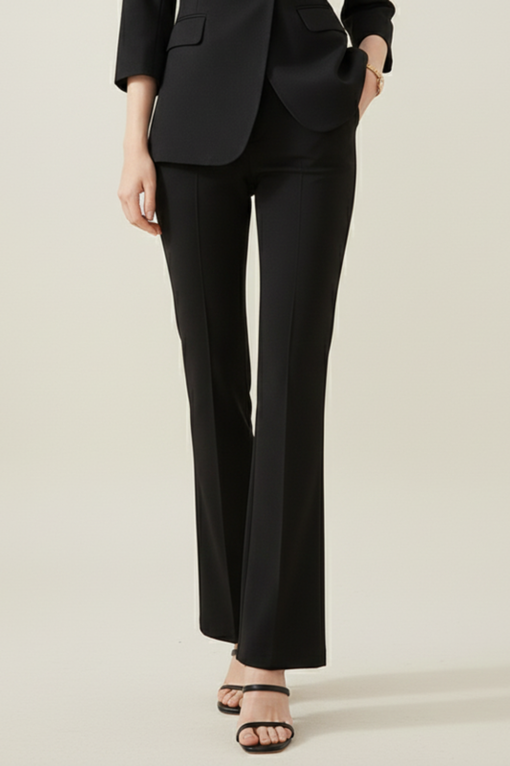 Elegant Women's Suits – Double-Breasted Blazer & Flare Trouser Set