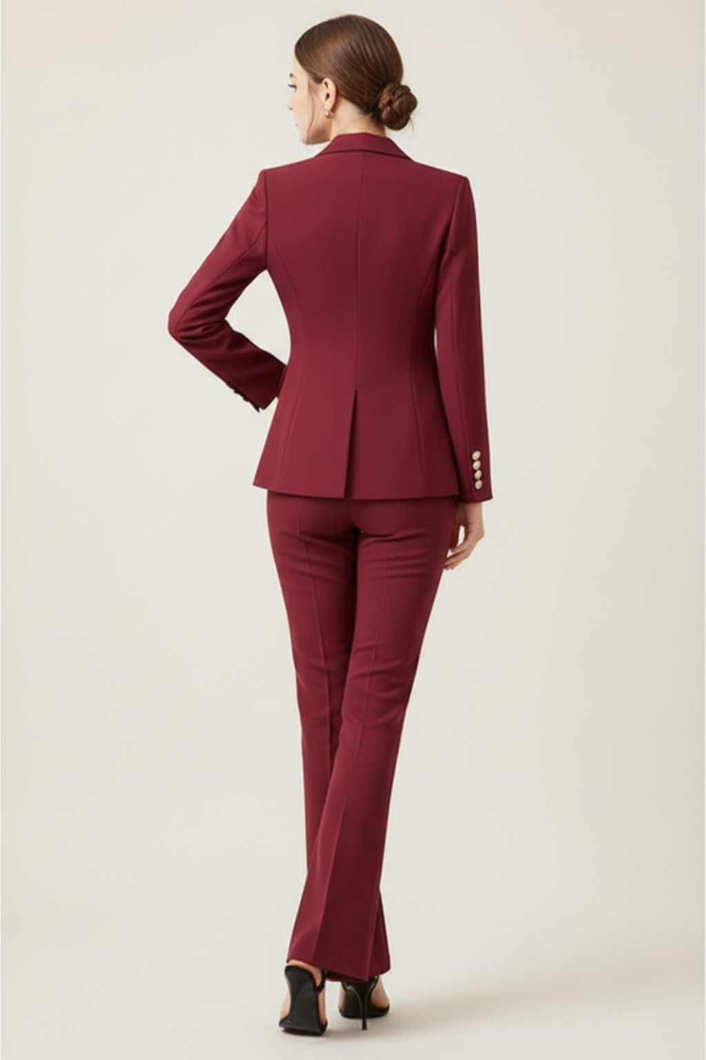 Elegant Women's Suits – Double-Breasted Blazer & Flare Trouser Set