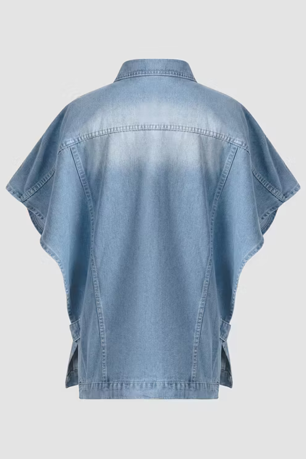 Women's Oversized Denim Jacket – Short Sleeve Cape Silhouette