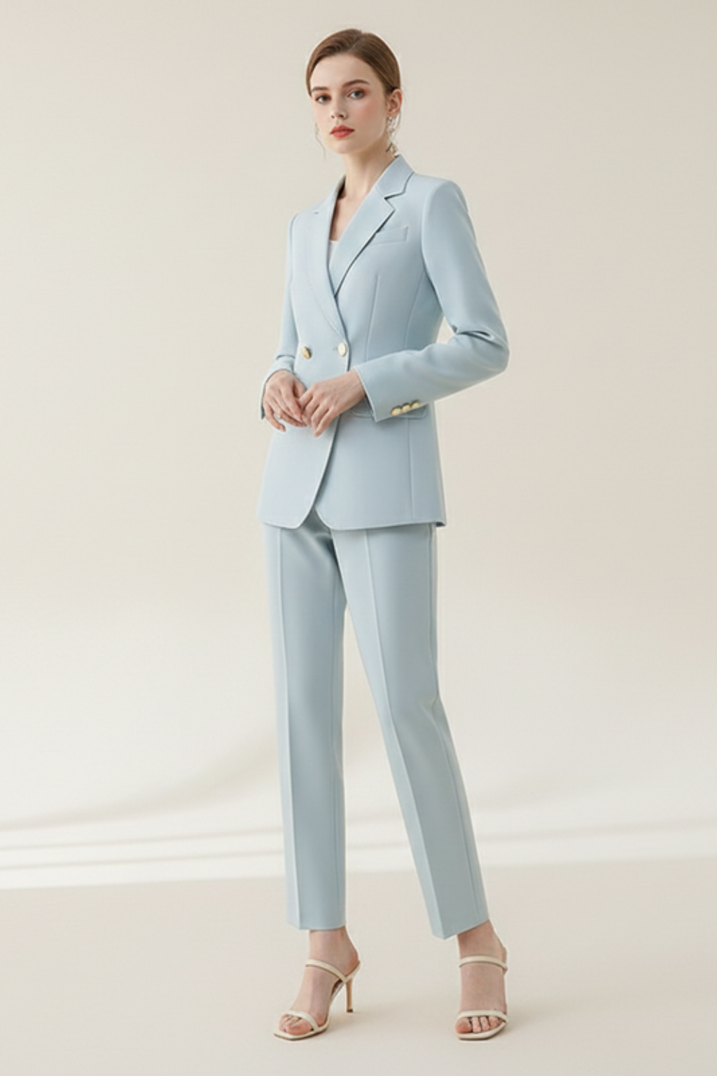 Elegant Women's Suits – Double-Breasted Blazer & Flare Trouser Set