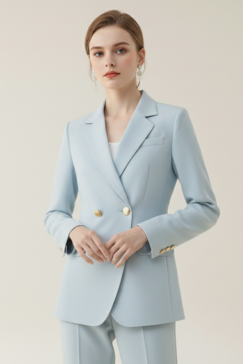 Elegant Women's Suits – Double-Breasted Blazer & Flare Trouser Set