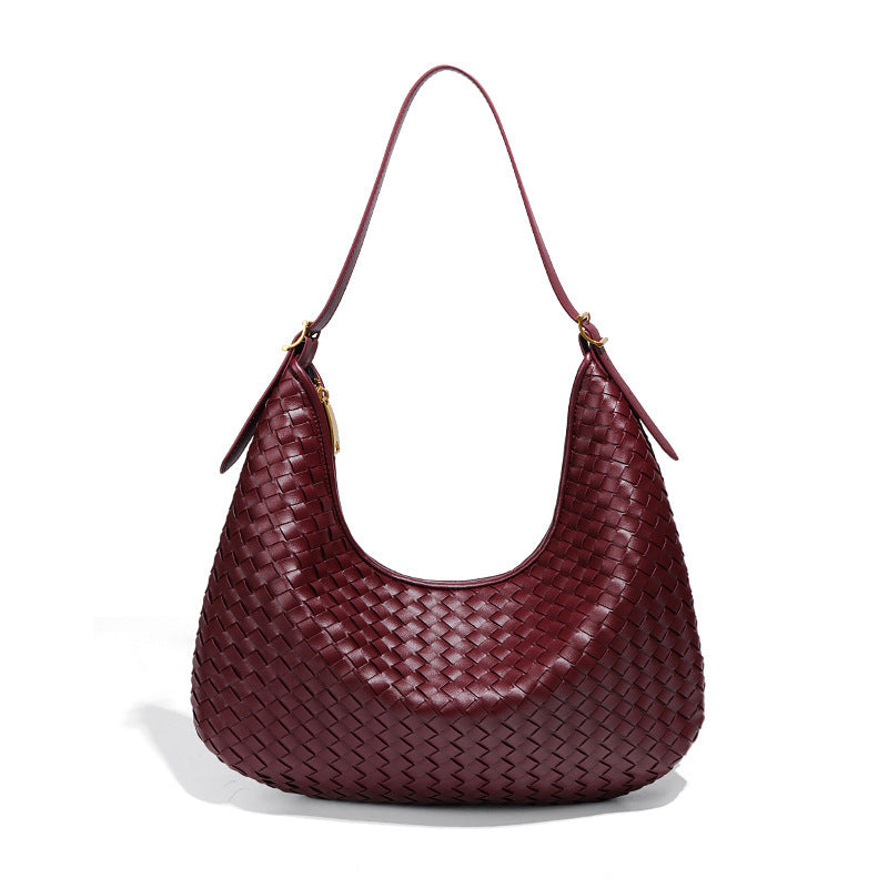 Woven Leather Shoulder Bag – Elegant & Versatile for Everyday