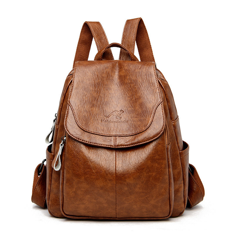 Soft Leather Vintage Backpack – Classic & Functional Everyday Design