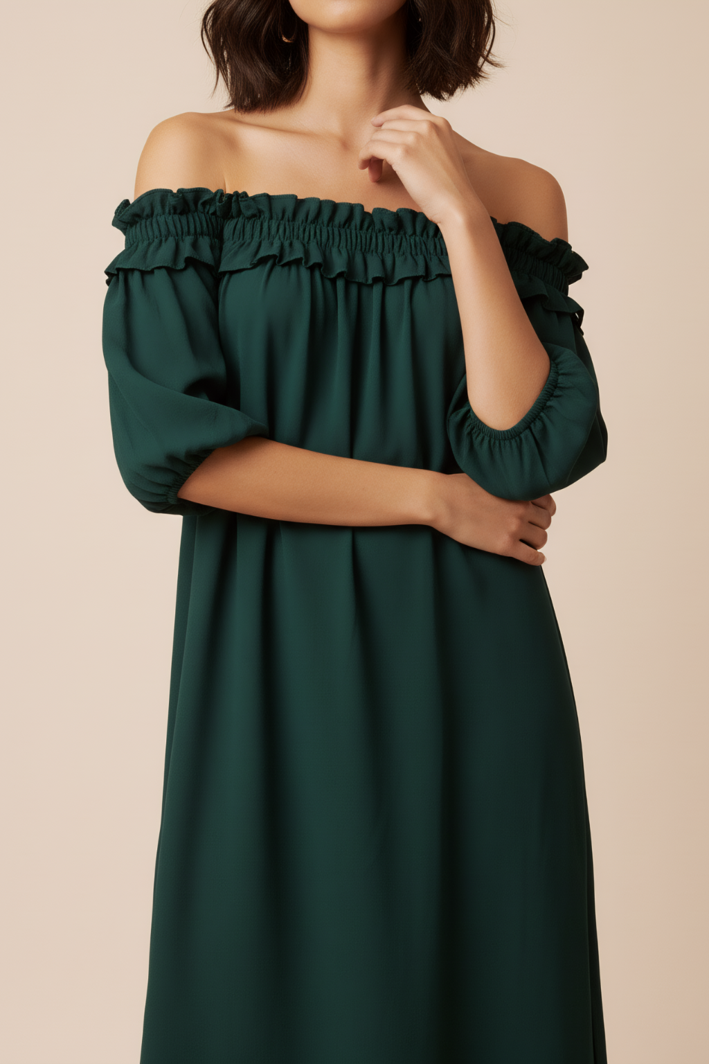 Romantic Off-Shoulder Ruffle Maxi Dress – Flowing Silhouette & Side-Split Elegance
