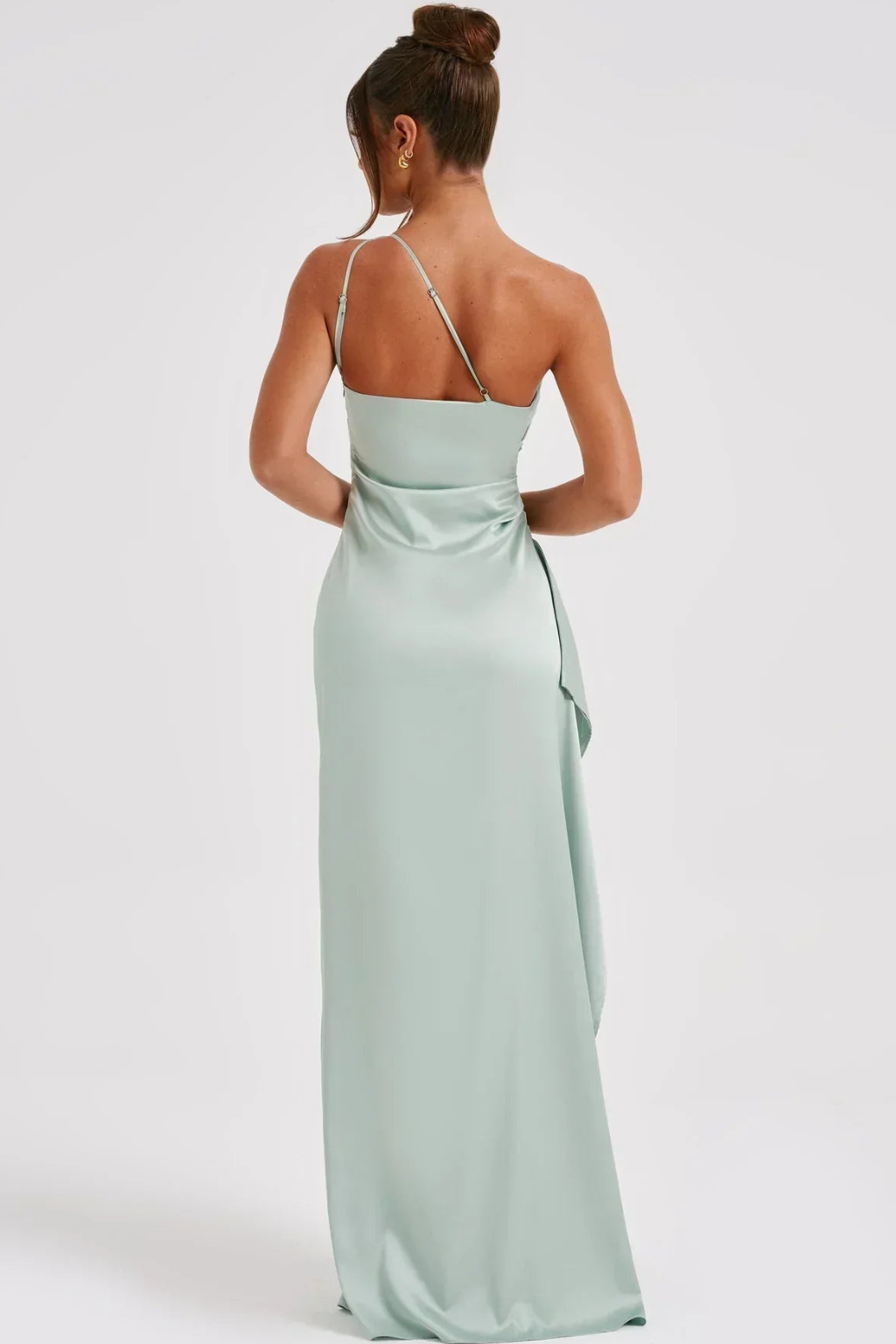 Satin One-Shoulder Evening Dress – Elegant Maxi Silhouette & High Split