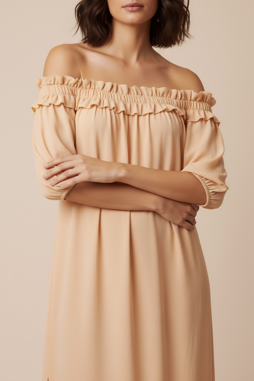 Romantic Off-Shoulder Ruffle Maxi Dress – Flowing Silhouette & Side-Split Elegance