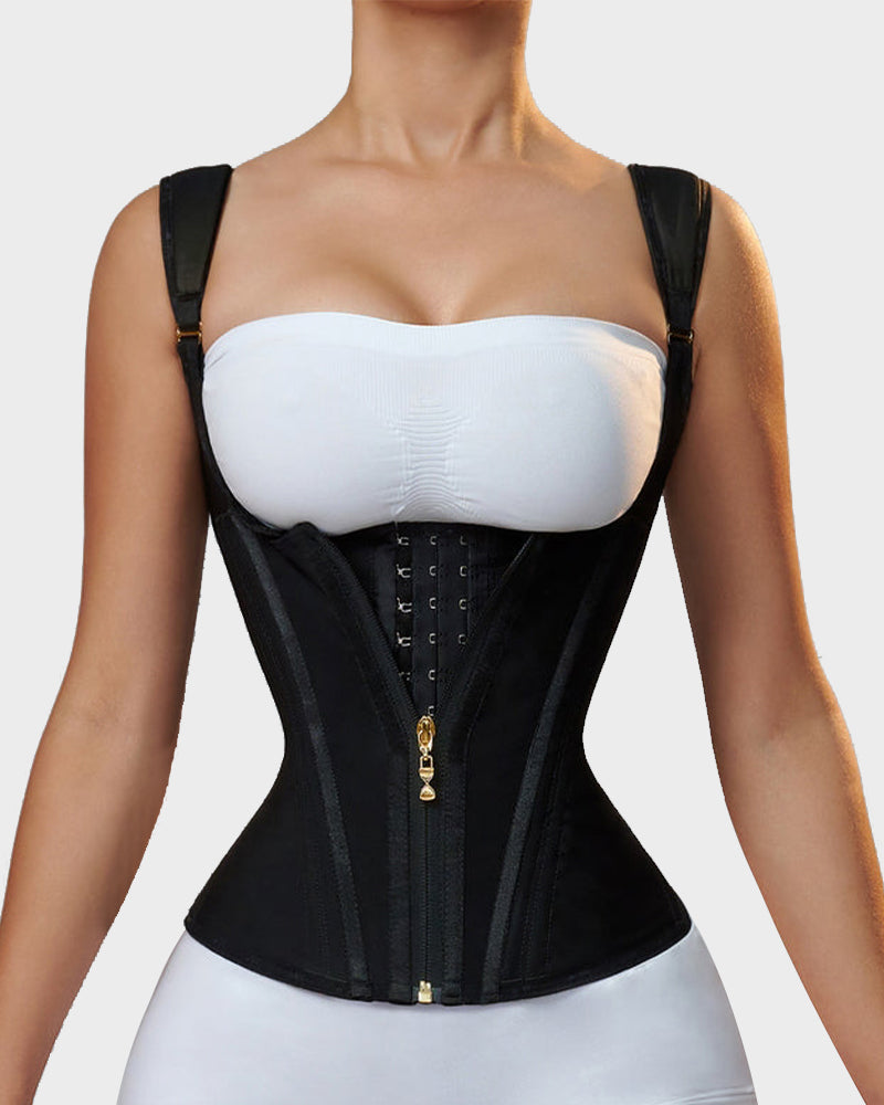 Women's Corset Vest – Double Waistband & Gold-Zip Sculpting Silhouette