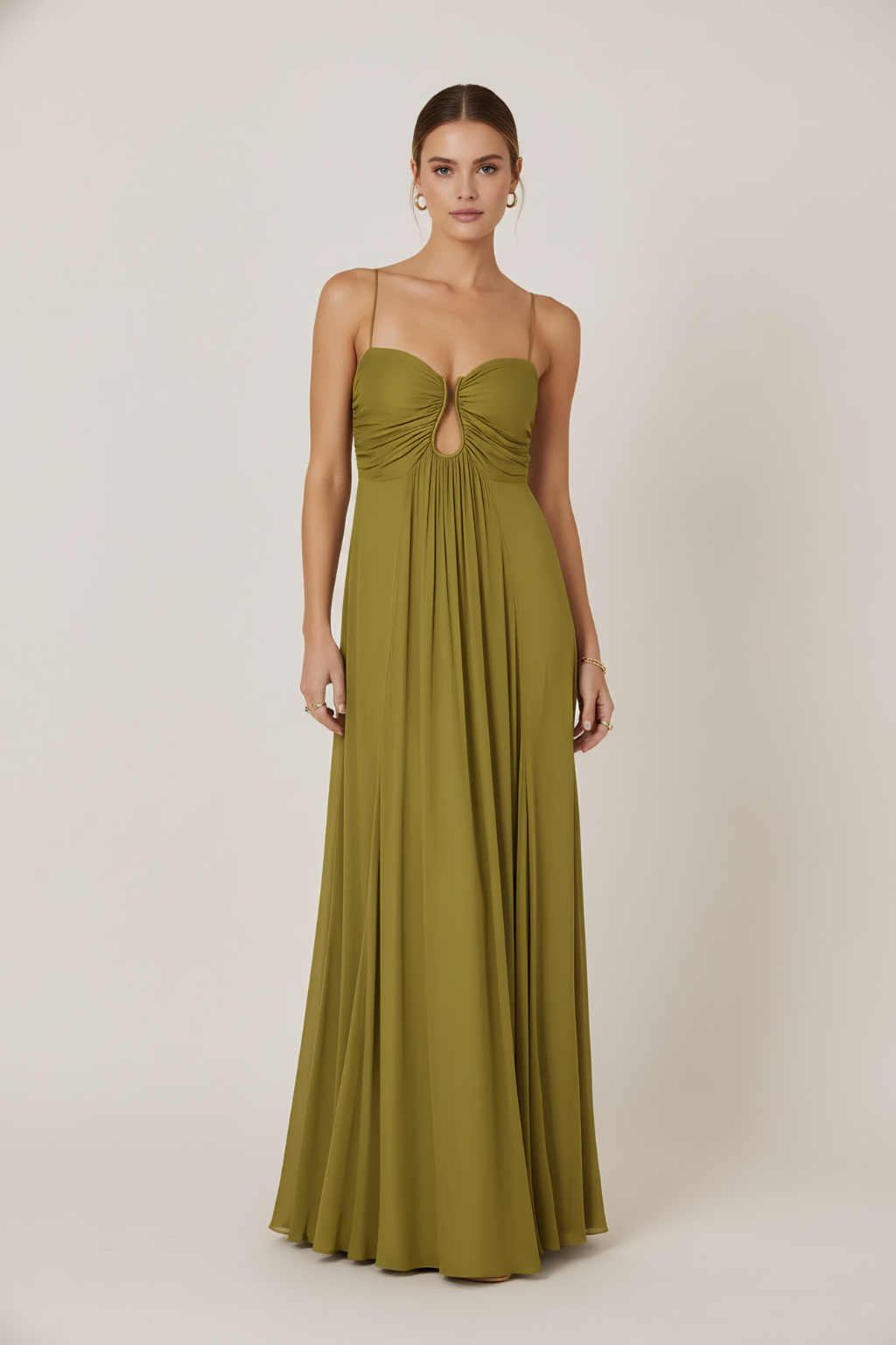 Graceful Keyhole Maxi Dress – Flowing Silhouette & Romantic Charm
