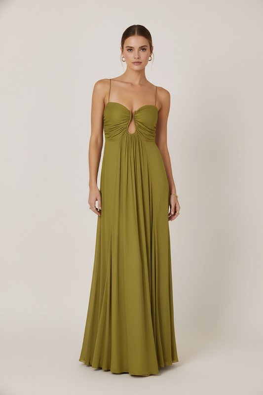Graceful Keyhole Maxi Dress – Flowing Silhouette & Romantic Charm