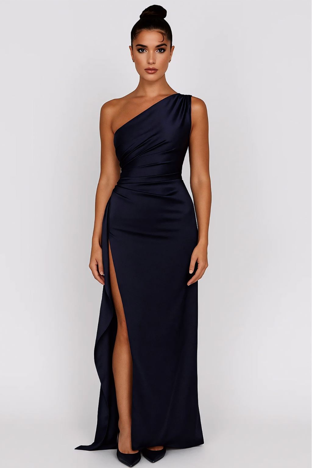 Sophisticated One-Shoulder Maxi Dress – Timeless Draped Silhouette