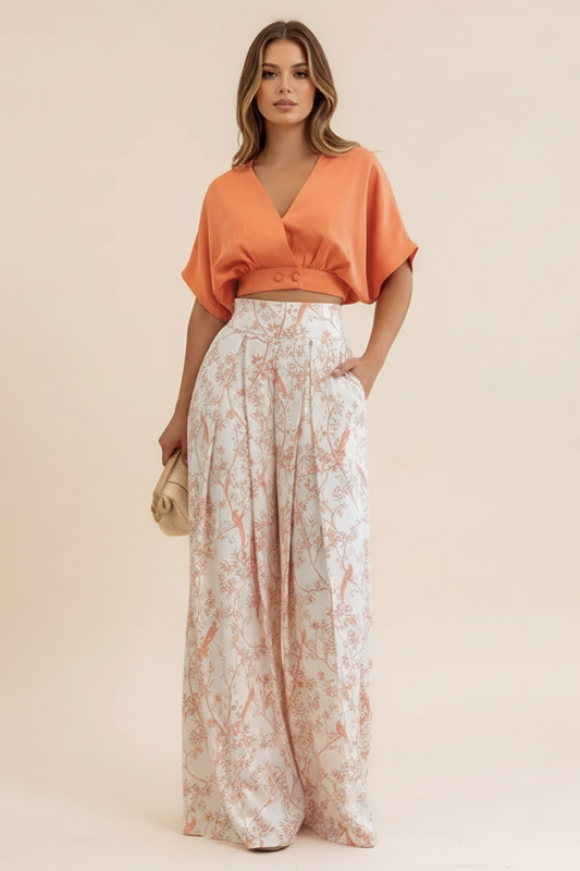 Chic Floral Two-Piece Set – Flowy Silhouette & Effortless Poise