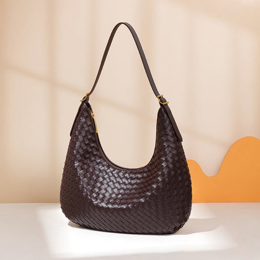 Woven Leather Shoulder Bag – Elegant & Versatile for Everyday
