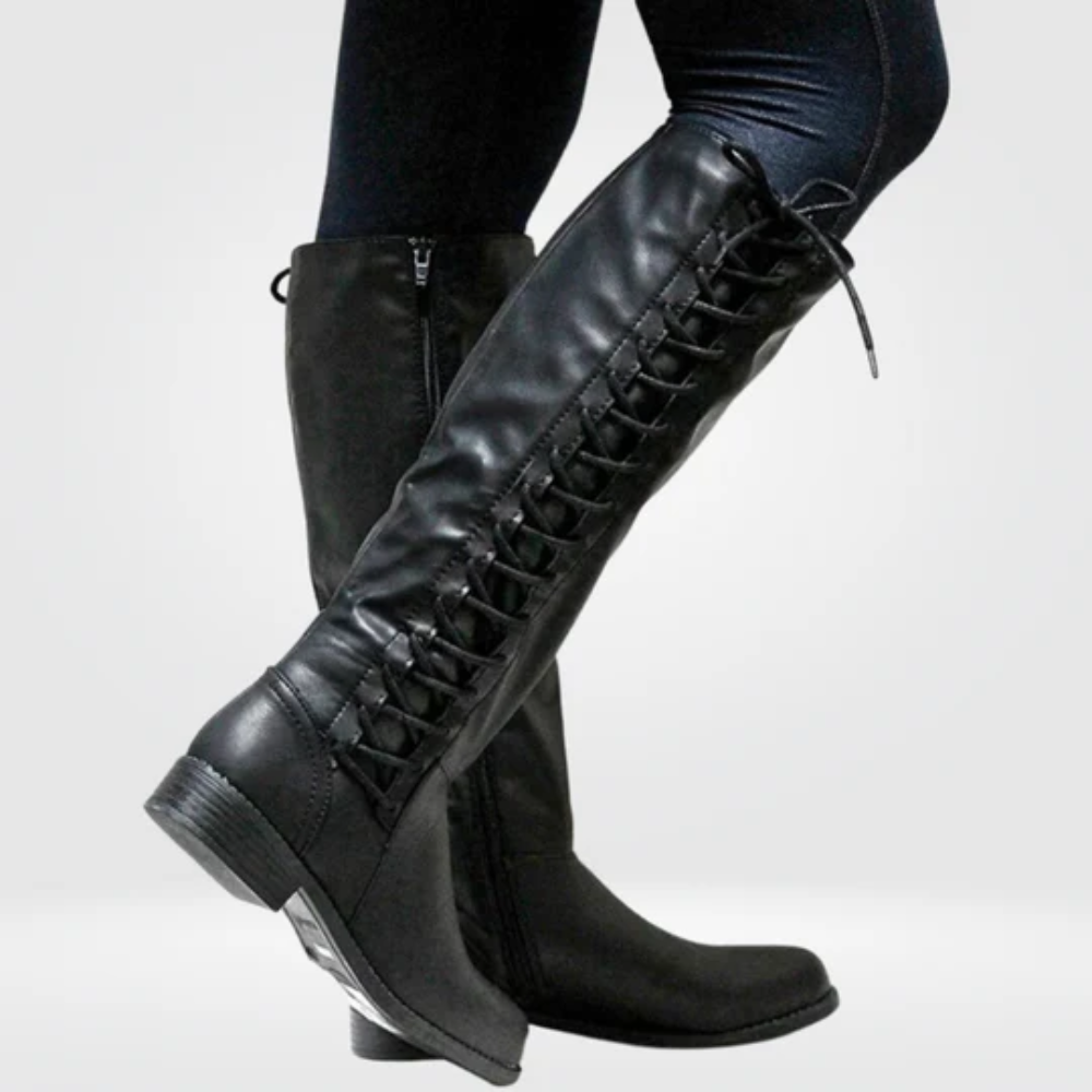 Tall Lace-Up Knee High Boots – Comfortable Everyday Fit with Side Zip