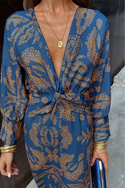Boho Luxe Wrap Maxi Dress – Relaxed Fit with Statement Print