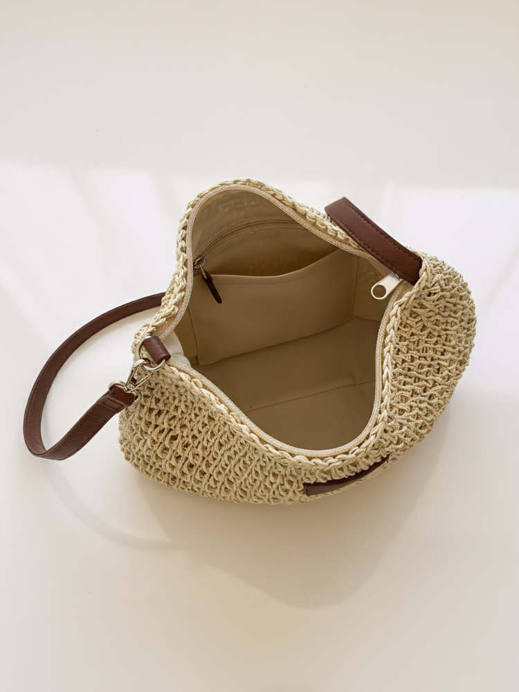 Woven Straw Shoulder Bag – Chic Summer Essential with Relaxed Boho Charm