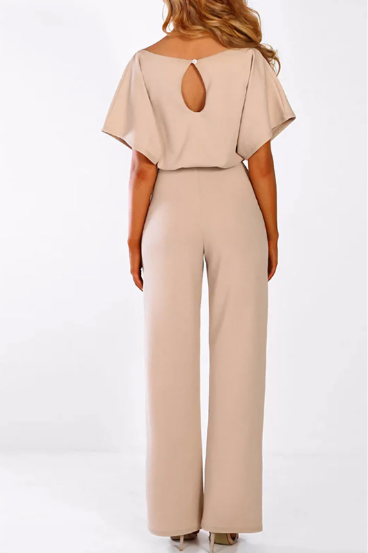Chic Wide-Leg Belted Jumpsuit – Short-Sleeve Relaxed Silhouette & Modern Ease