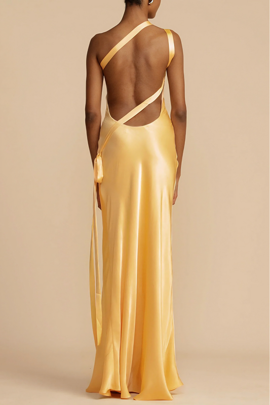 Chic One-Shoulder Evening Maxi Dress – Sleek Silhouette & Lustrous Flow