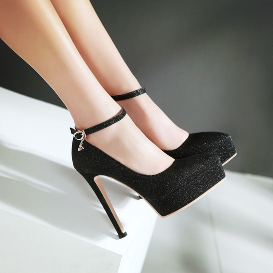Platform Stiletto Heels with Ankle Strap – Glam Evening Pumps for Confident Height