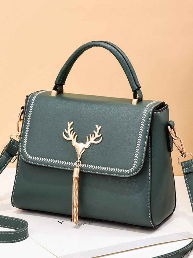 Chic Women’s Deer Head Shoulder Bag – Stylish Handbag with Tassel Detail