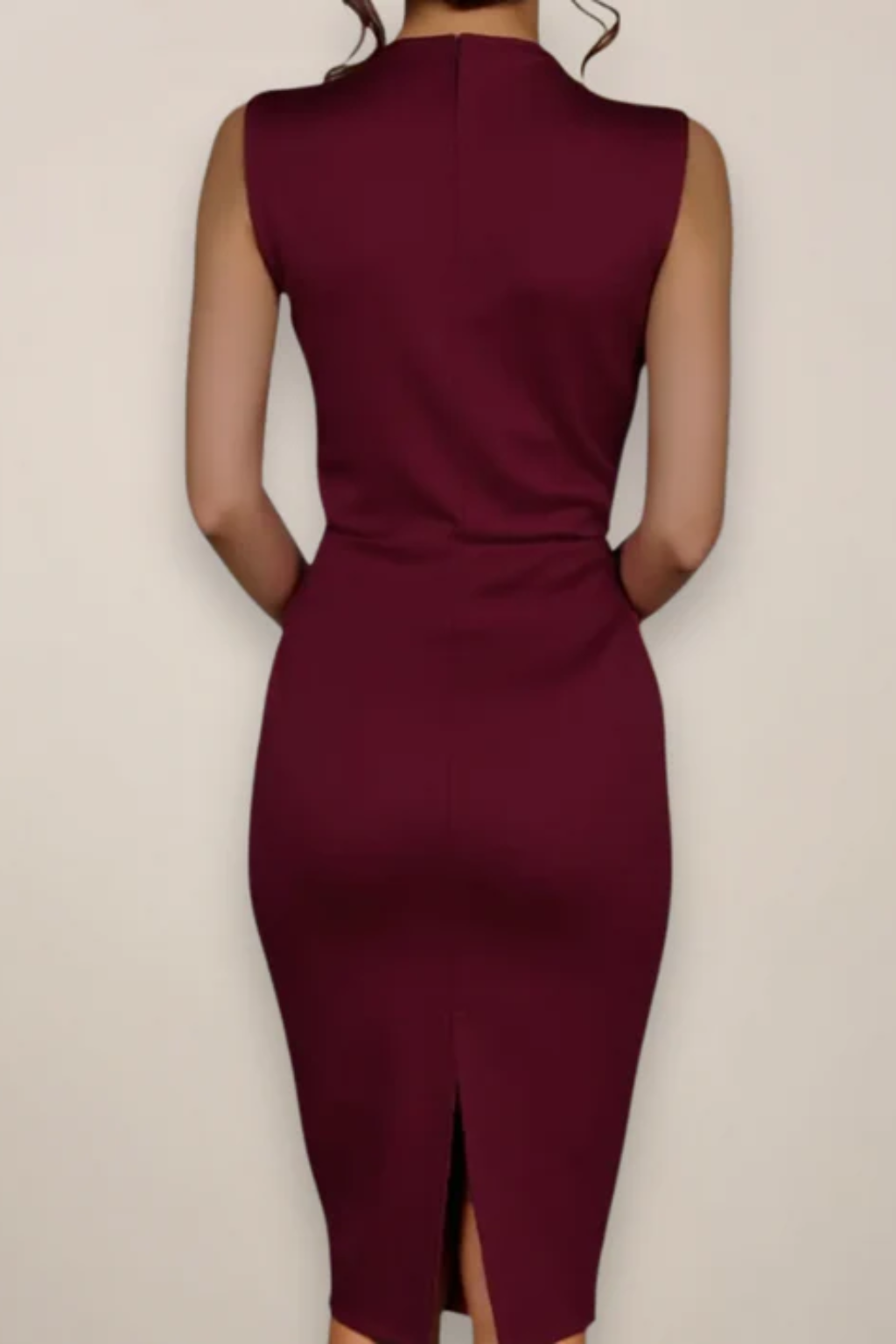 Sleeveless Sheath Midi Dress – Elegant Work and Event Wear