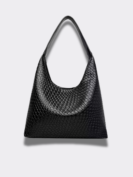 Woven Leather Shoulder Bag with Inner Pouch – Chic & Spacious