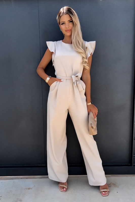 Sophisticated Jumpsuit – Ruffled Sleeve Detail & Wide Leg Silhouette