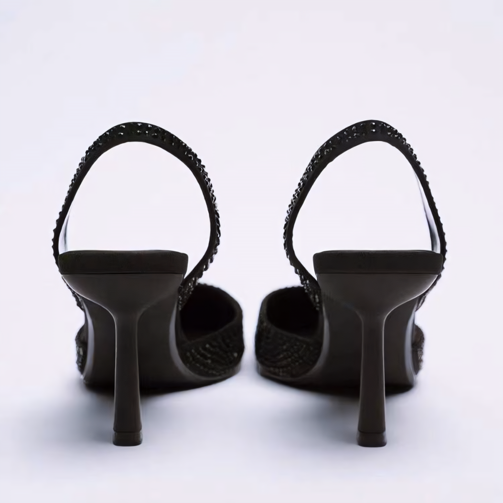 Sparkling Slingback Pointed Heels – Chic Evening Pumps with Sculpted Heel