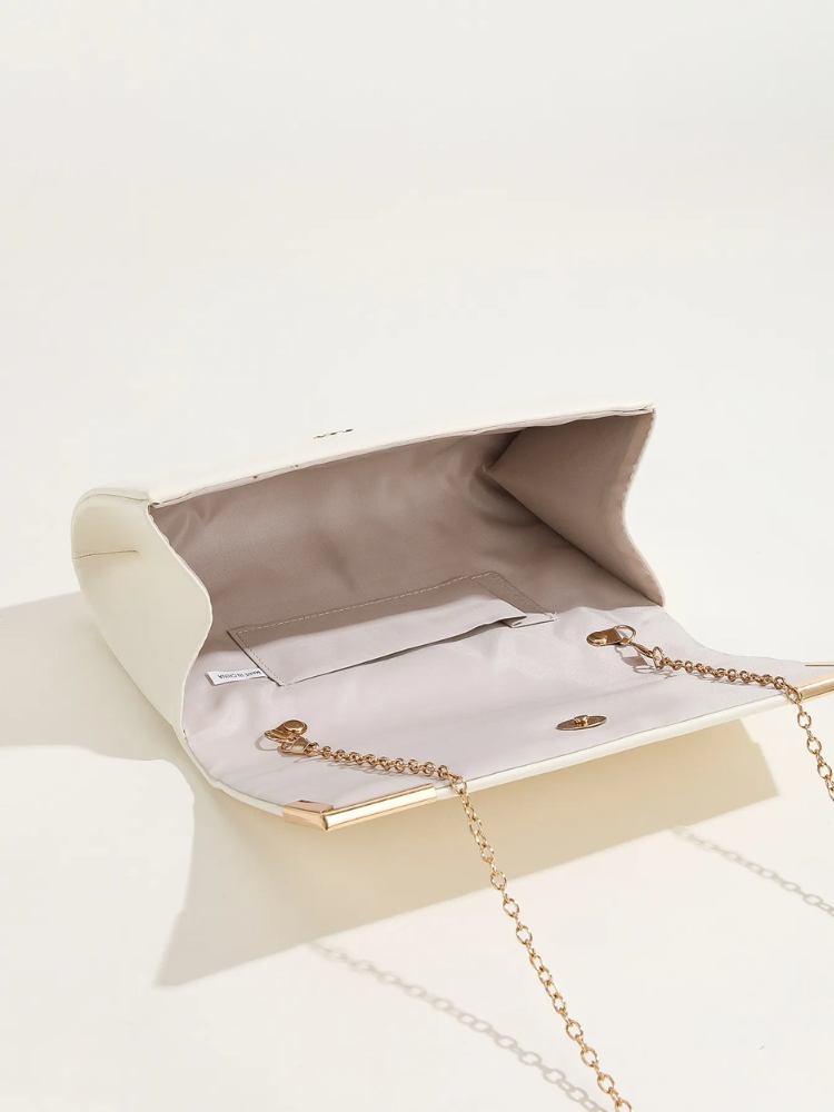 Chic Evening Clutch Bag – Sophisticated Black Shoulder Purse with Gold Chain