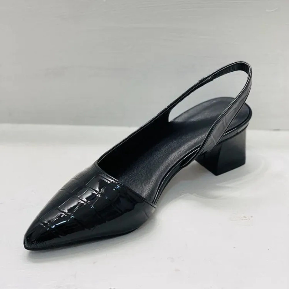 Pointed-Toe Slingback Block Heel Pumps – Elegant and Comfortable Fit