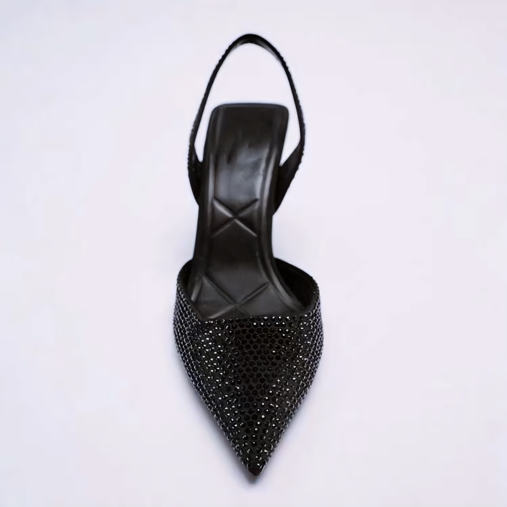 Sparkling Slingback Pointed Heels – Chic Evening Pumps with Sculpted Heel