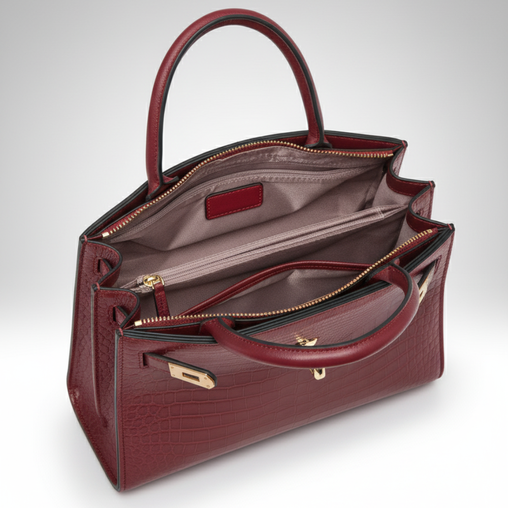 Structured Leather Handbag – Sophisticated & Versatile Tote for Work or Events