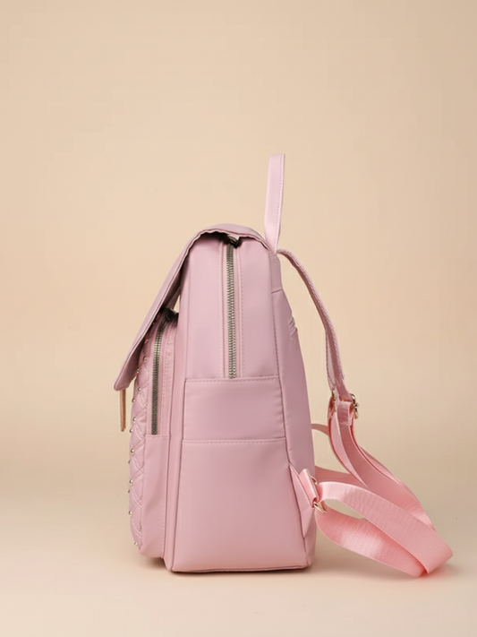 Chic Quilted Purse Backpack – Korean-Inspired Women’s Bag with Pearl Flower Accent