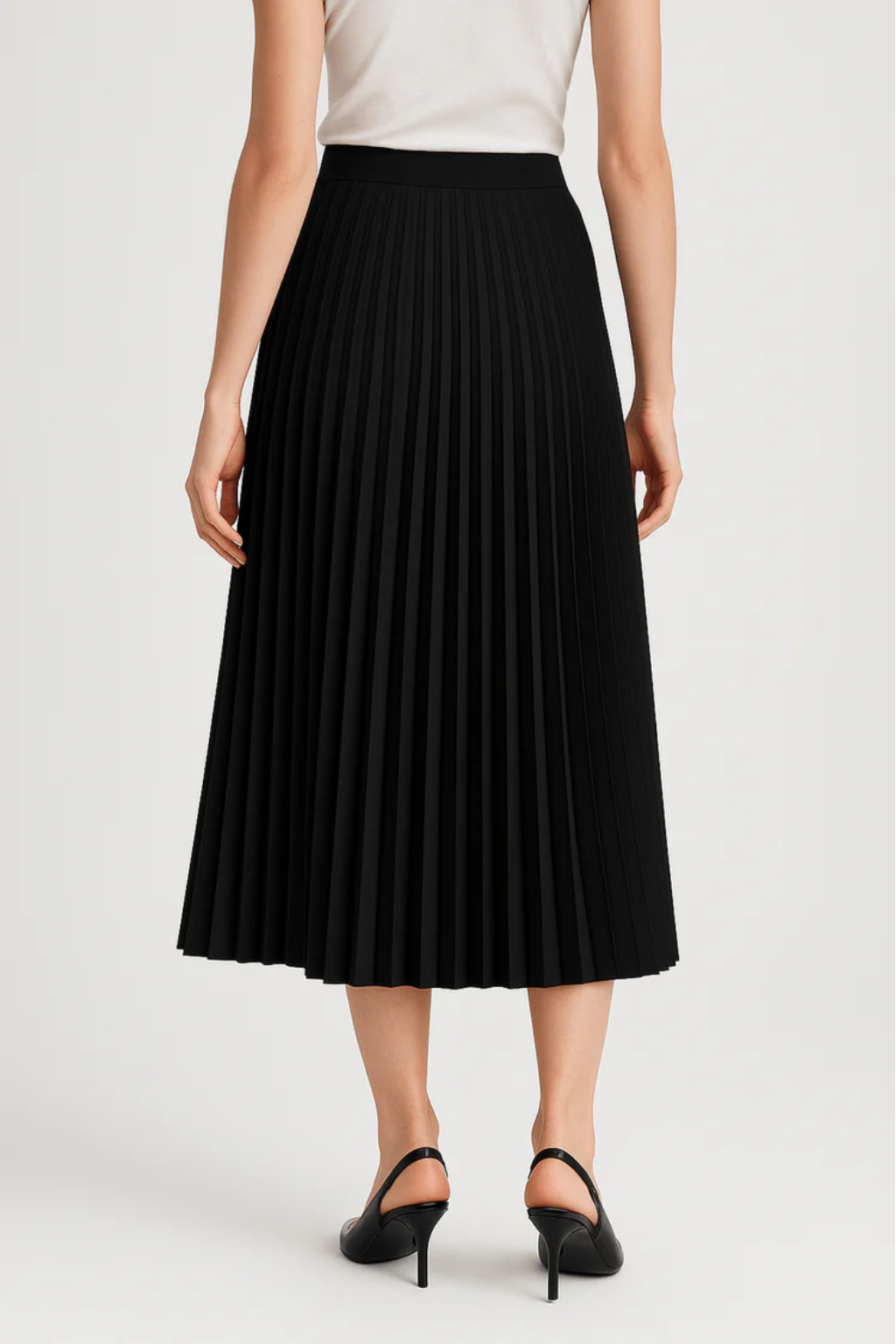 Sophisticated Pleated Midi Skirt – Classic High-Waist Silhouette