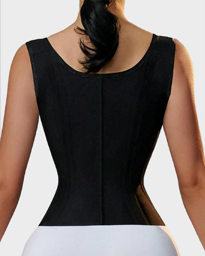 Women's Corset Vest – Double Waistband & Gold-Zip Sculpting Silhouette