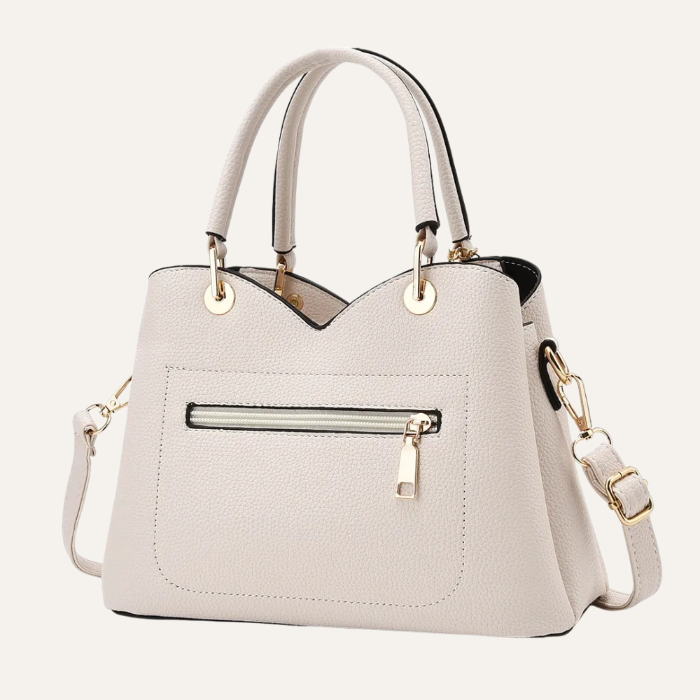 Women's Top Handle Shoulder Bag – Structured Silhouette & Gold Leaf Charm