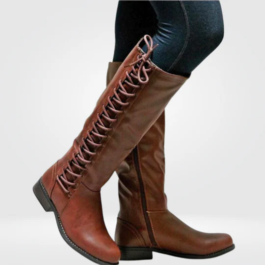 Tall Lace-Up Knee High Boots – Comfortable Everyday Fit with Side Zip