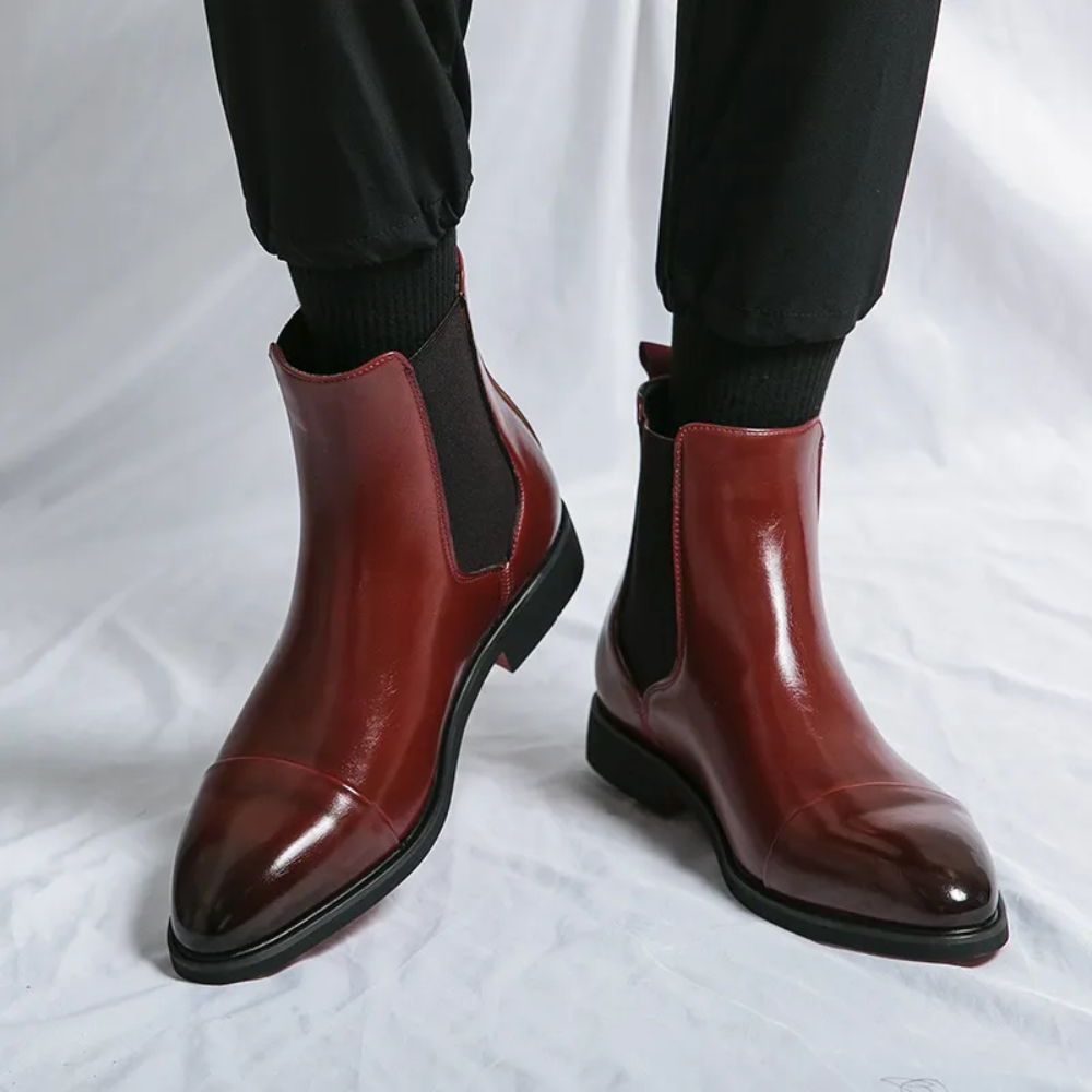 Women’s Chelsea Ankle Boots – Polished Pointed-Toe Design with Elastic Side Panels