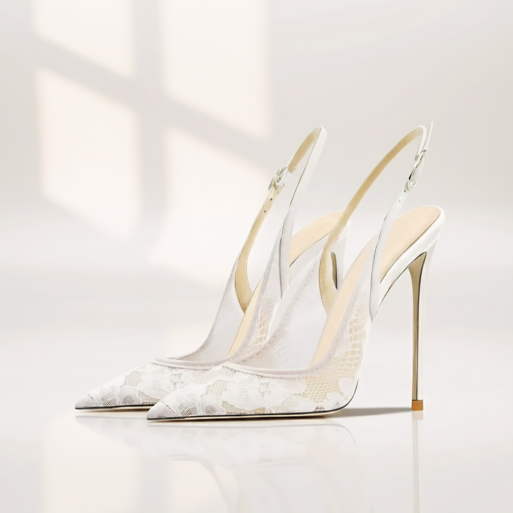 Lace Slingback Stiletto Heels – Elegant Pointed-Toe Design