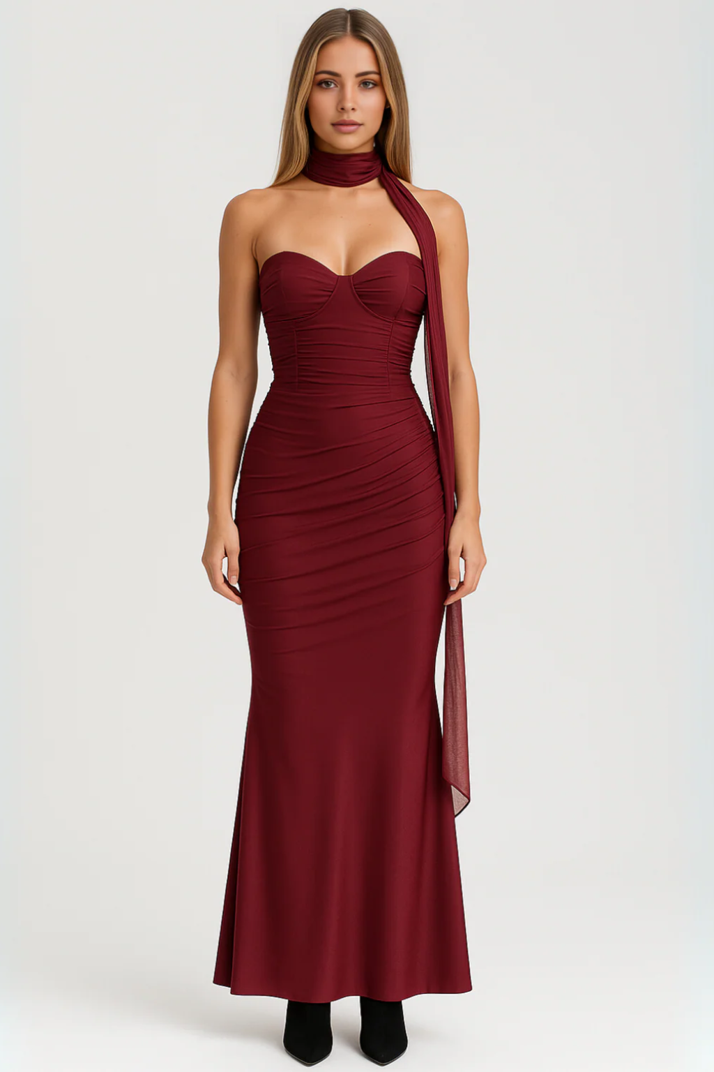Strapless Choker Maxi Dress – Elegant Evening Gown