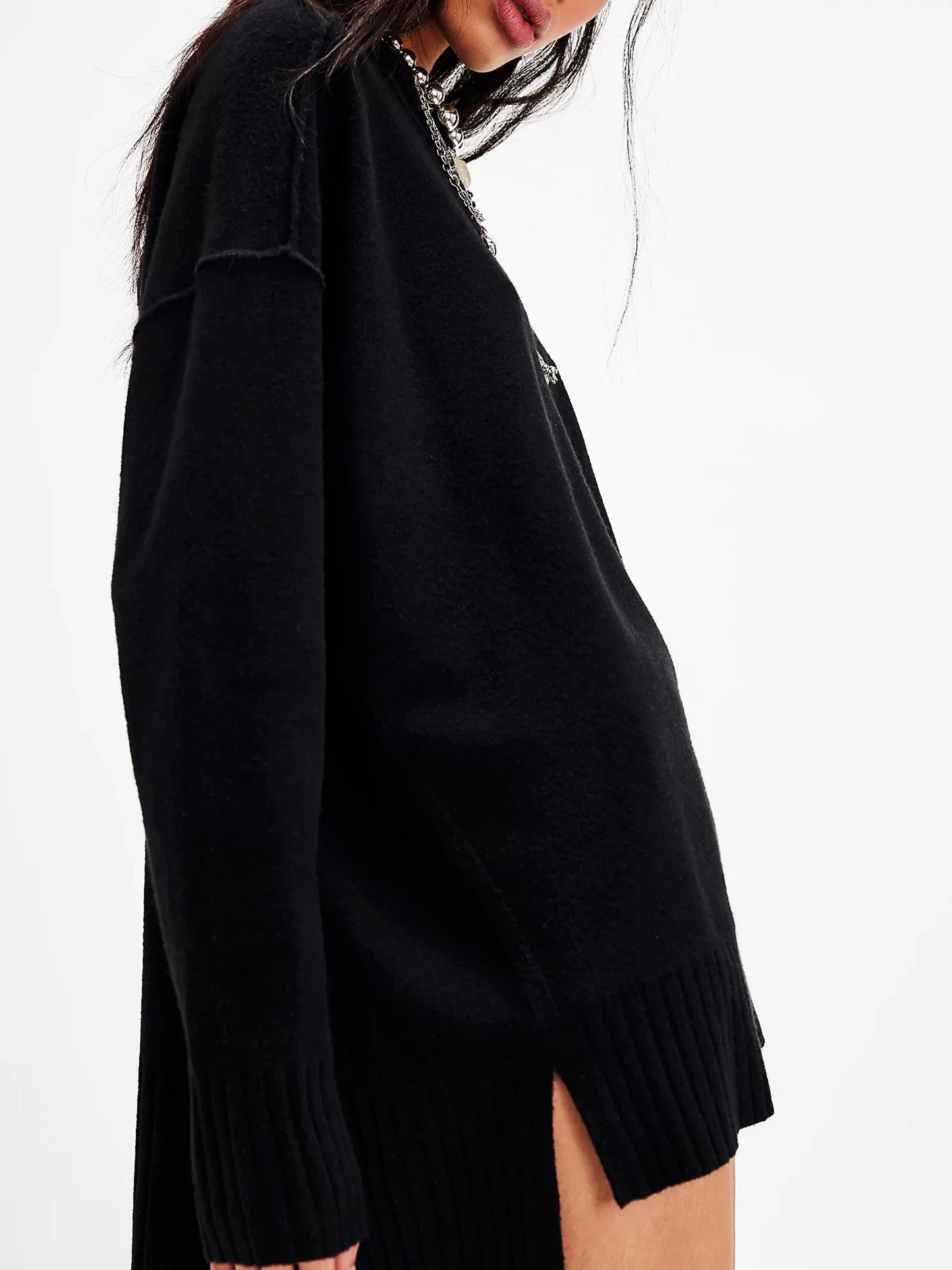 Women's Lace Mini Skirt & Oversized Sweater Set – Tiered Knit Co-ord