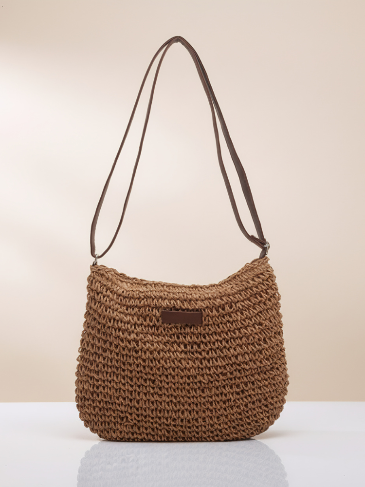 Woven Straw Shoulder Bag – Chic Summer Essential with Relaxed Boho Charm