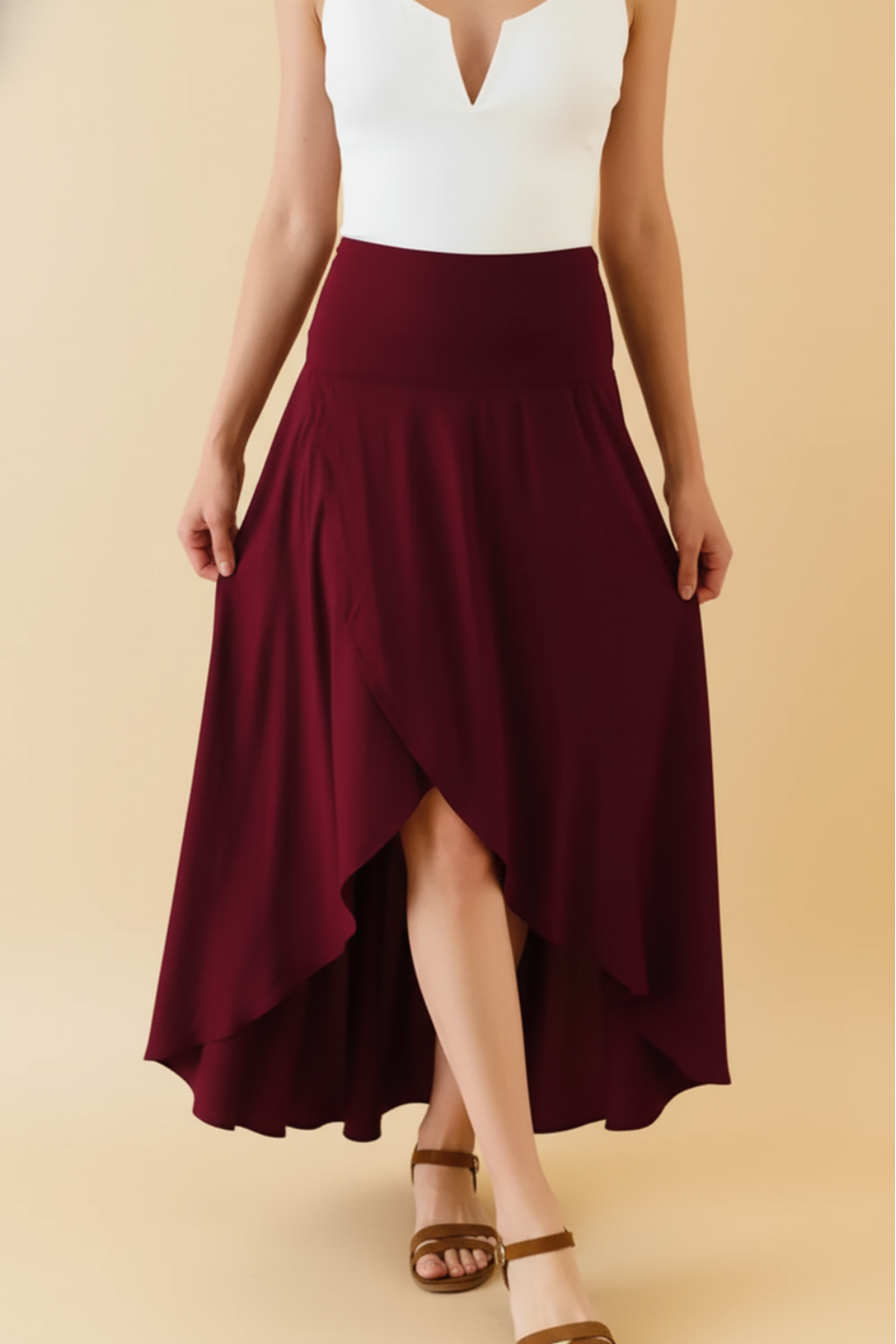 Graceful Wrap A-Line Maxi Skirt – Effortless Flow & Feminine Silhouette