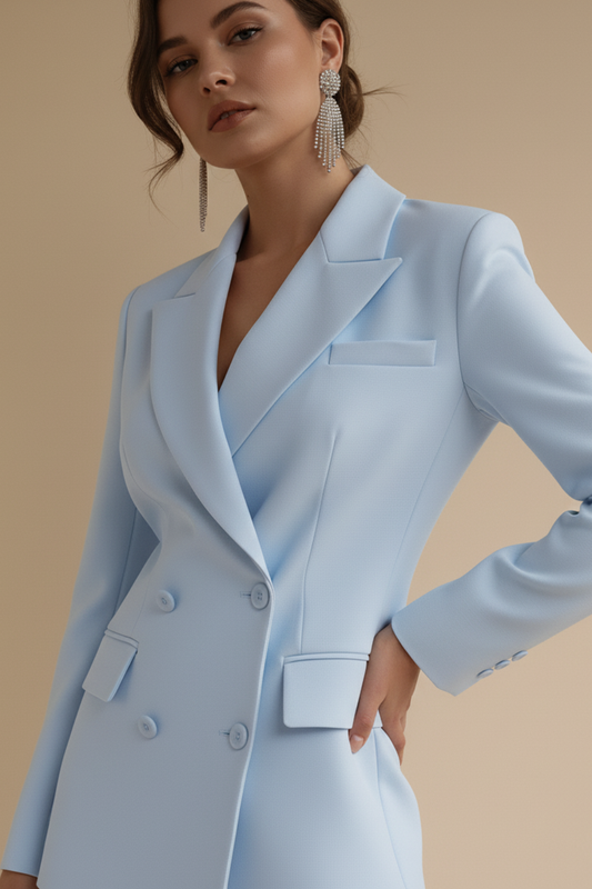 Polished Double-Breasted Trouser Suit – Tailored Blazer & Straight-Leg Pants Set