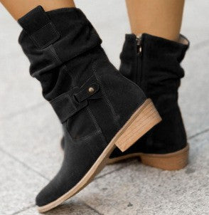 Casual Slouch Ankle Boots – Soft Footbed and Side Zip Design