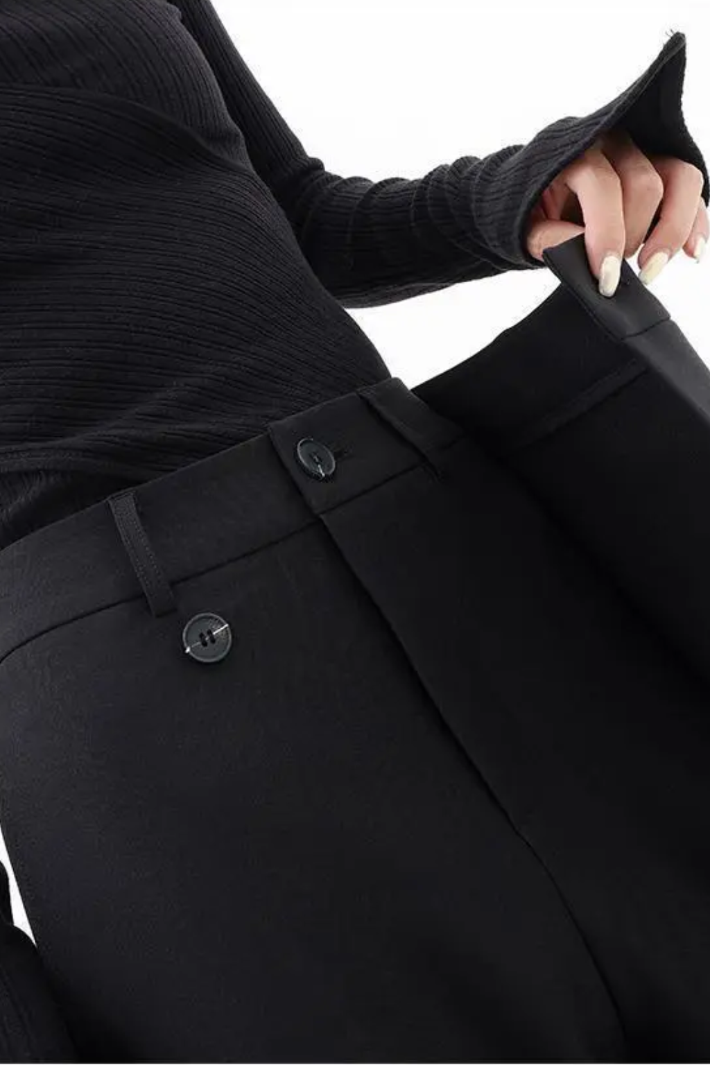 Modern Wide-Leg Pants – Asymmetric Waist Detail & Relaxed Silhouette